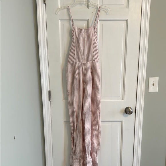 Sold out! Madewell Striped Linen Jumpsuit in Cream and Pink - Picture 6 of 6
